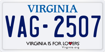 VA license plate VAG2507
