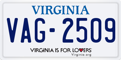 VA license plate VAG2509