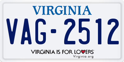 VA license plate VAG2512