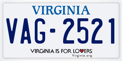 VA license plate VAG2521