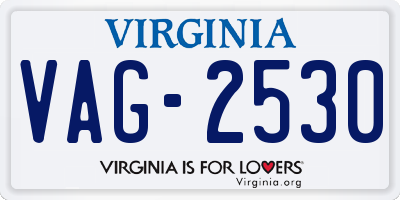 VA license plate VAG2530