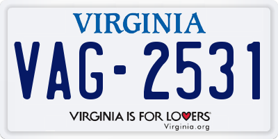 VA license plate VAG2531