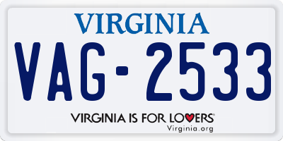 VA license plate VAG2533