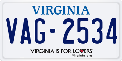 VA license plate VAG2534