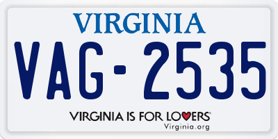 VA license plate VAG2535