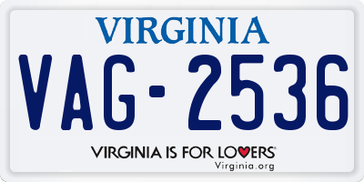 VA license plate VAG2536