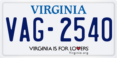 VA license plate VAG2540