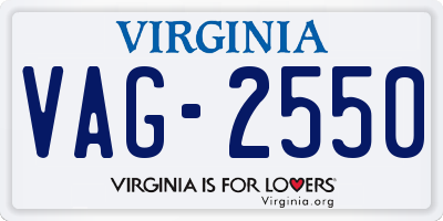 VA license plate VAG2550