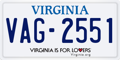 VA license plate VAG2551