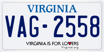 VA license plate VAG2558