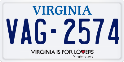 VA license plate VAG2574