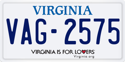 VA license plate VAG2575