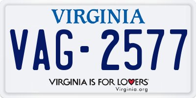 VA license plate VAG2577