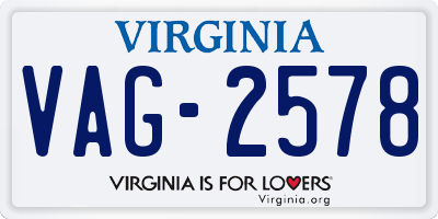 VA license plate VAG2578