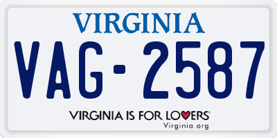 VA license plate VAG2587