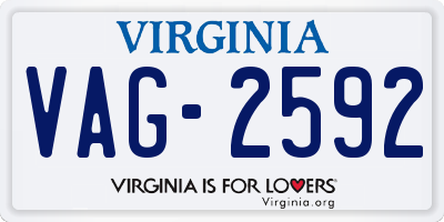 VA license plate VAG2592