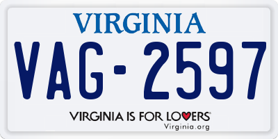 VA license plate VAG2597