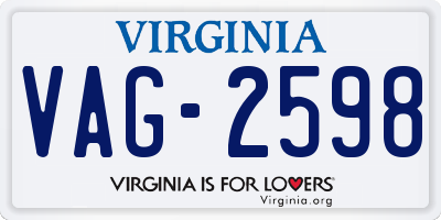 VA license plate VAG2598