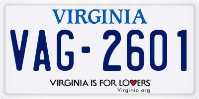 VA license plate VAG2601
