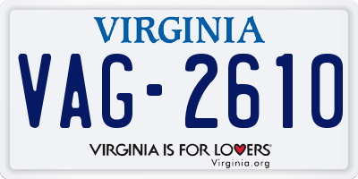VA license plate VAG2610