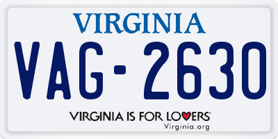 VA license plate VAG2630