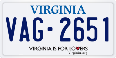 VA license plate VAG2651