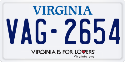 VA license plate VAG2654