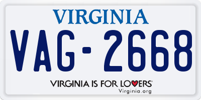 VA license plate VAG2668