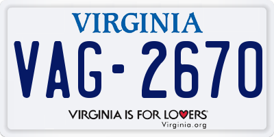 VA license plate VAG2670