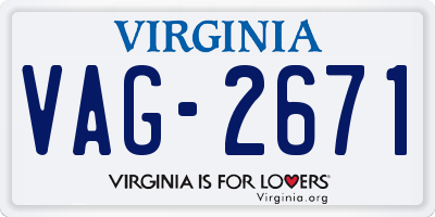 VA license plate VAG2671