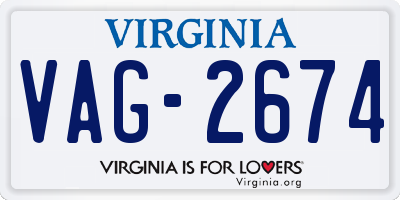 VA license plate VAG2674