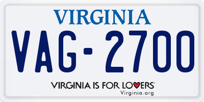 VA license plate VAG2700