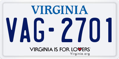 VA license plate VAG2701