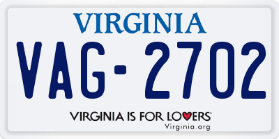 VA license plate VAG2702