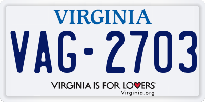 VA license plate VAG2703