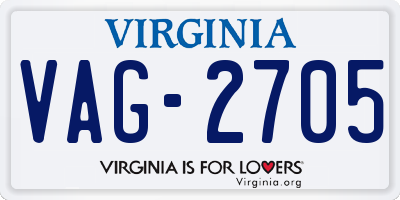 VA license plate VAG2705