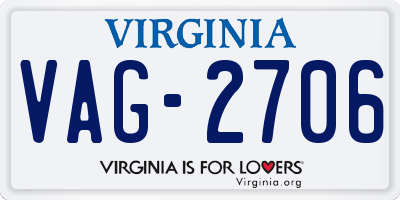 VA license plate VAG2706