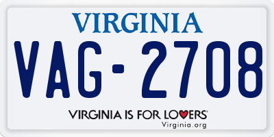 VA license plate VAG2708