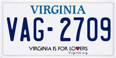 VA license plate VAG2709