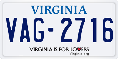 VA license plate VAG2716