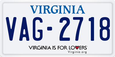 VA license plate VAG2718