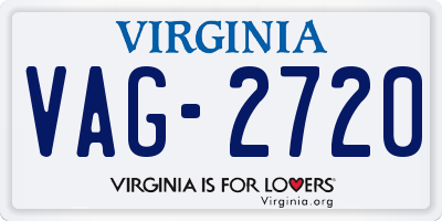 VA license plate VAG2720
