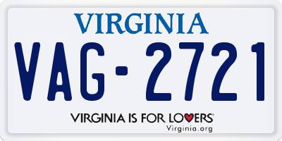 VA license plate VAG2721