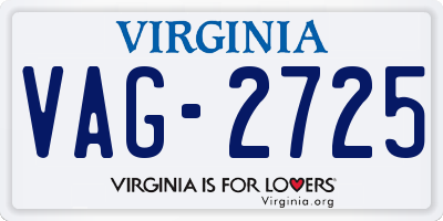 VA license plate VAG2725