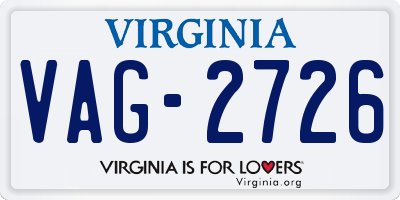 VA license plate VAG2726