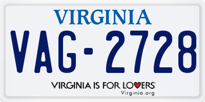 VA license plate VAG2728