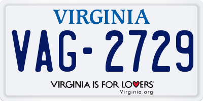 VA license plate VAG2729