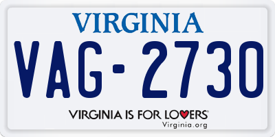 VA license plate VAG2730