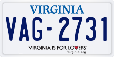VA license plate VAG2731