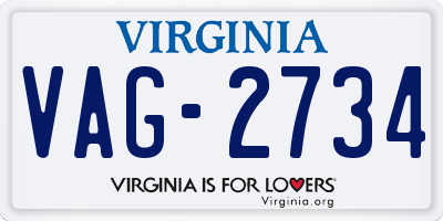VA license plate VAG2734
